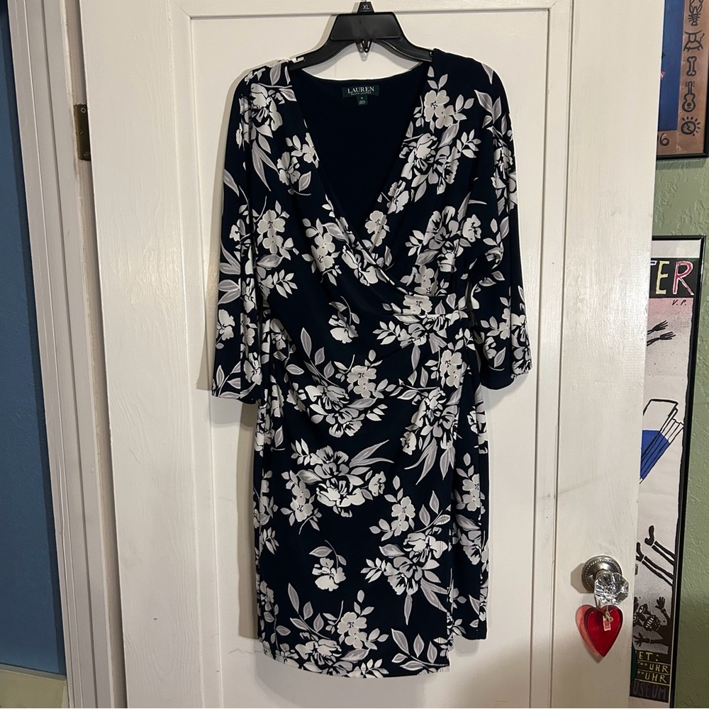 Lauren Ralph Lauren LRL Surplice Faux Wrap Floral Dress Women’s size 8
